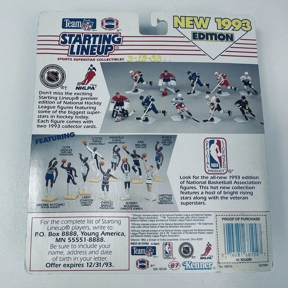 Vintage Kenner Warren Moon 1993 Edition Starting Lineup W Card Houston Oilers